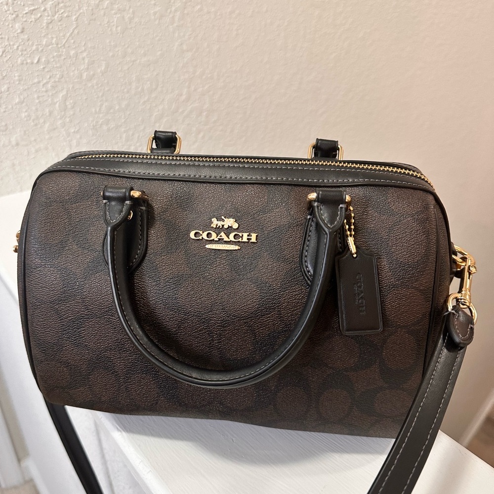 Coach Signature Brown Rowan Satchel Bag